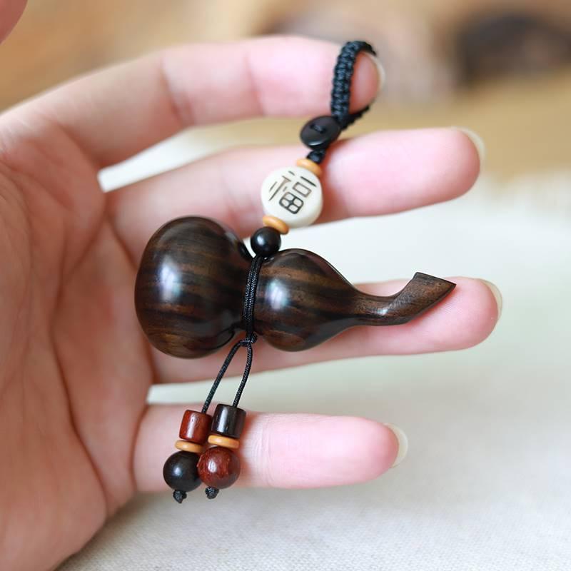 天然紫光檀木葫芦钥匙扣绿檀木黑檀木挂坠创意小叶紫檀葫芦钥匙链