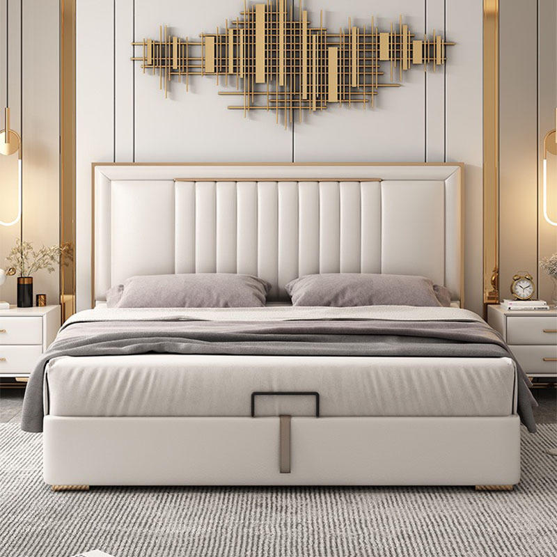 弗朗梅斯意式极简床头板现代轻奢ins软包1.8米主卧室皮艺双人床