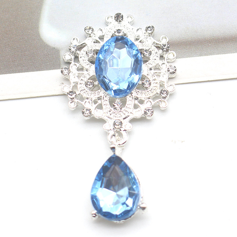 Cross-Border Hot Selling 45 * 25mm Alloy Crystal Brooch DIY Bow Accessories Clothing Handmade Finish Ornament Accessories