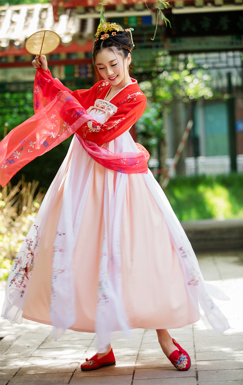 成人汉服女夏季锦鲤汉服中国风古装薄款齐胸襦裙超仙飘逸风表演服