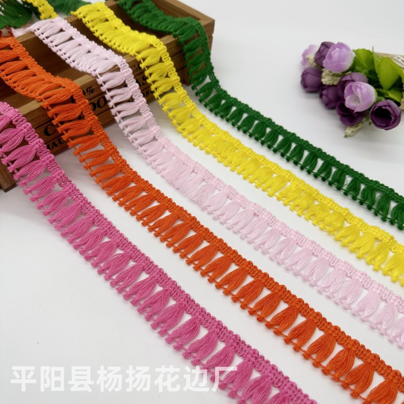 in stock polyester multi-color multi-specification herringbone tassel fringe 2.5cm lace clothing accessories scarf home textile accessories