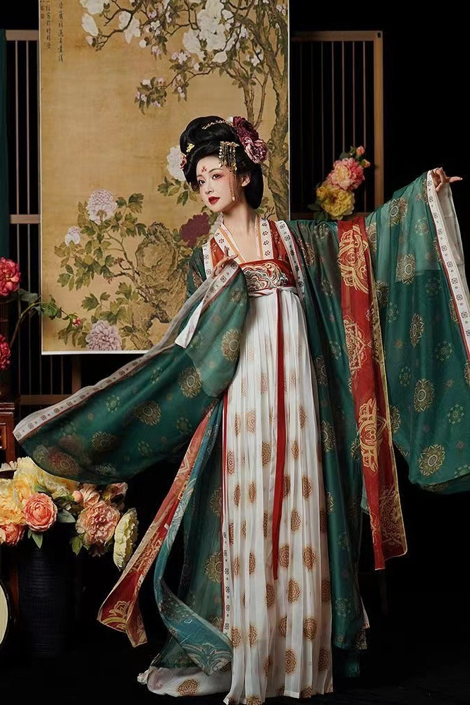 新款盛唐公主复原款唐制褙子齐胸大袖衫唐制印花汉服女夏款古风装
