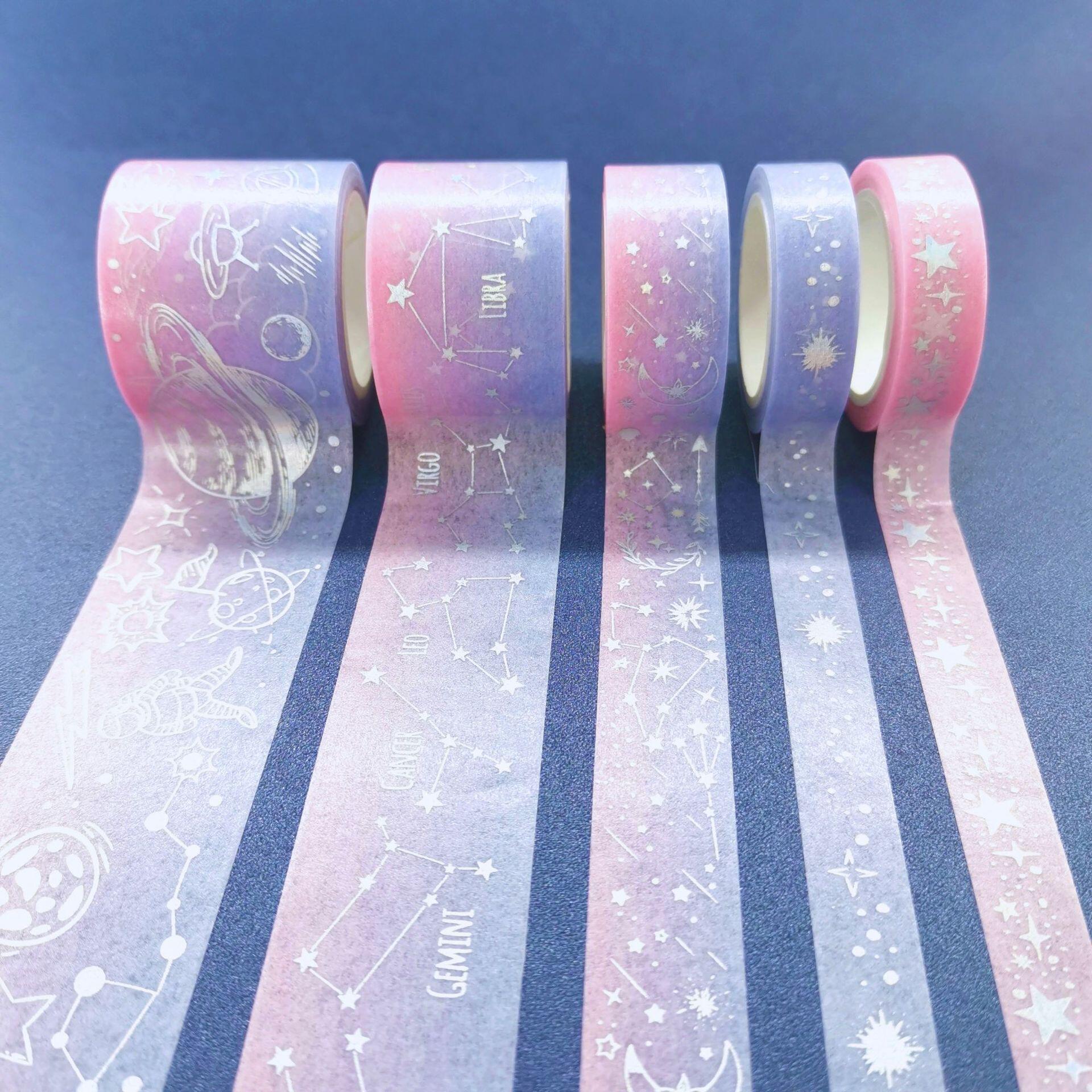 宇宙星空烫银和纸胶带5卷装可撕手账diy素材贴画