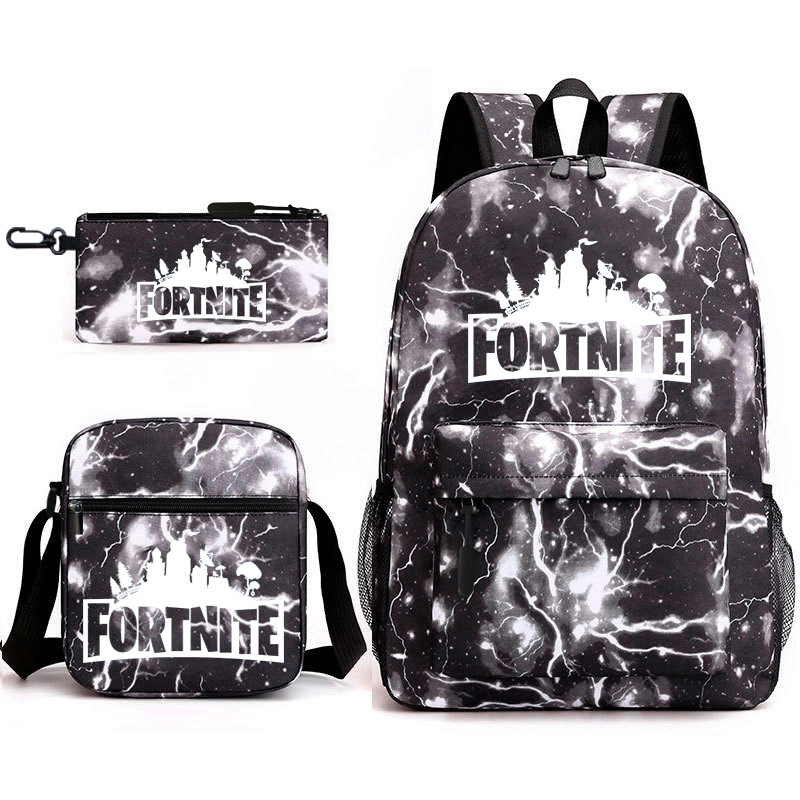 Cross-Border Fashion Printing Backpack Shoulder Bag Pencil Case Male and Female Students Heat Transfer Patch Large Capacity Backpack