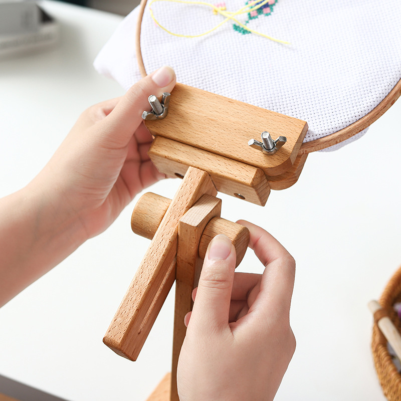 桌式绣架 刺绣架子 木制 刺绣工具 桌面嵌入式绣架