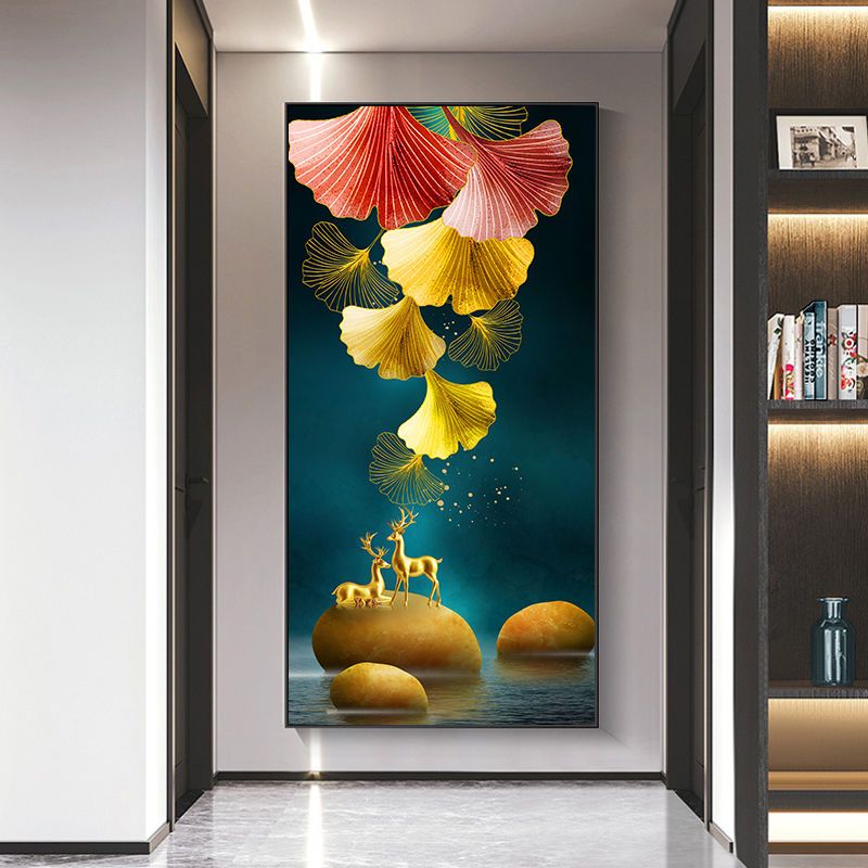 居家招财玄关画入户走廊过道自粘画现代轻奢大气客厅背景墙壁画