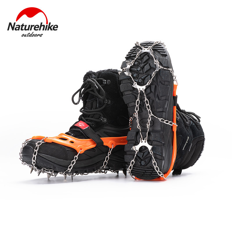 naturehike outdoor crampons 10 teeth 25 teeth stainless steel snow non-slip mountaineering climbing snow claw shoe cover