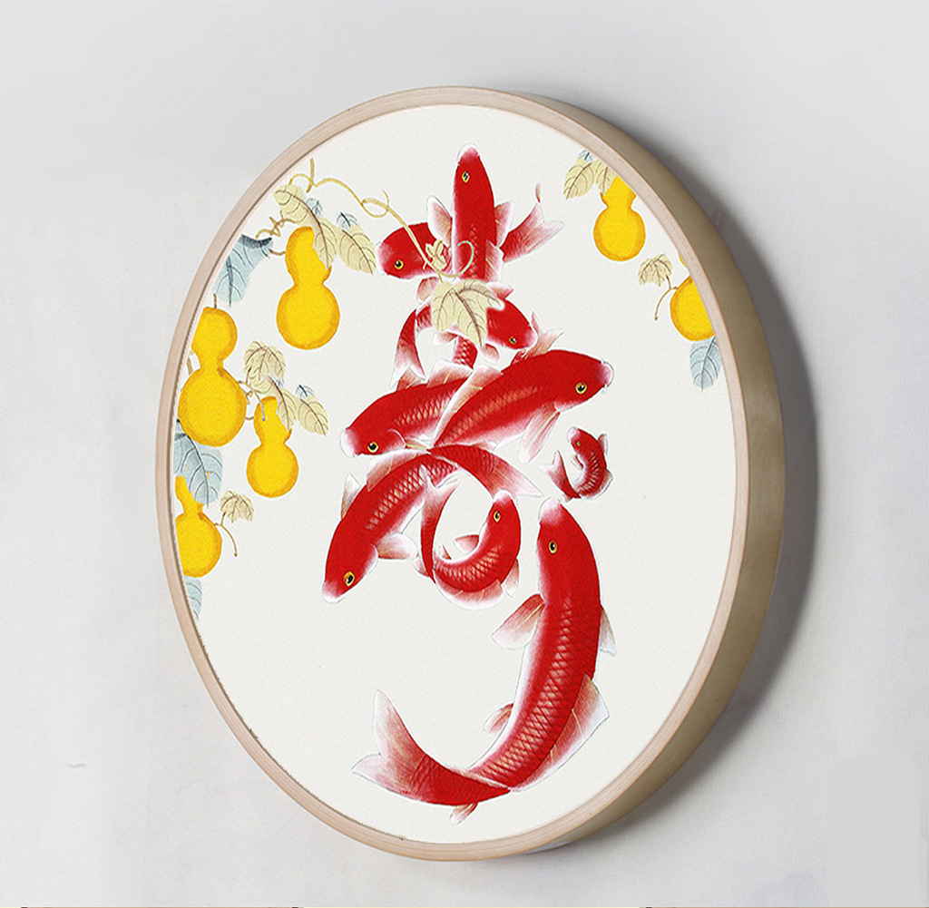 精准印花十字绣 厂家批发直销 客厅大画 寿字九鱼