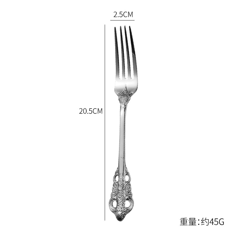 European Court 304 Stainless Steel Knife, Fork and Spoon Tableware Gold Plated Retro Steak Knife Spoon Fork Hotel Tableware Set