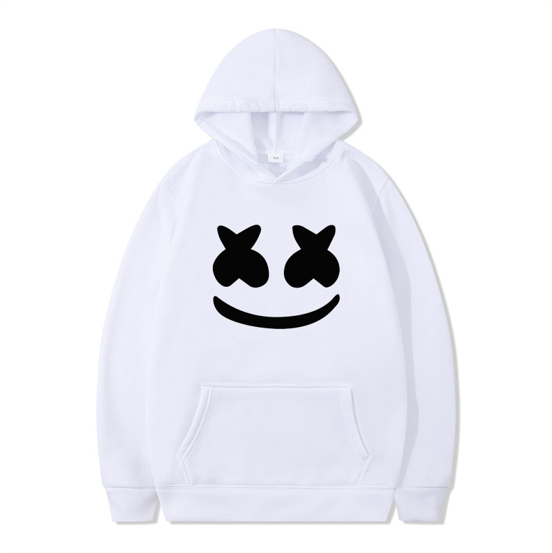 春秋新款连帽男式卫衣marshmello 棉花糖 笑脸印花卫衣