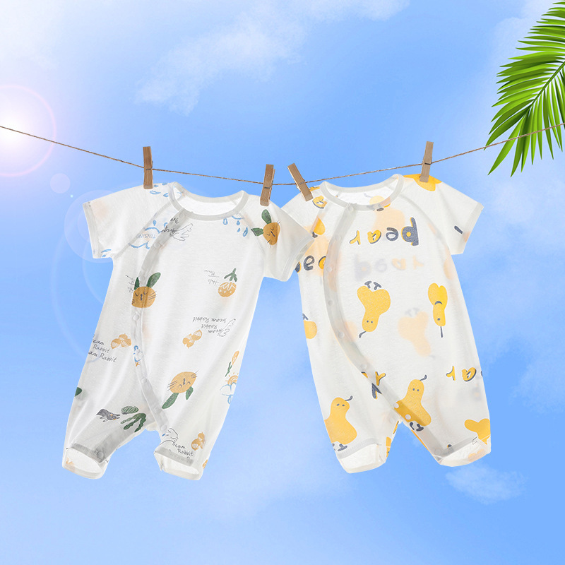 Baby Short-Sleeved One-Piece Clothes Newborn Baby Summer Romper Thin Air Conditioning Pajamas Summer Men's and Women's New Summer Clothes Baby Clothes