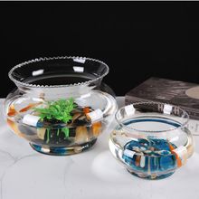 透明玻璃鱼缸小型家用花边金鱼缸乌龟缸生态水培绿植桌面水族摆件