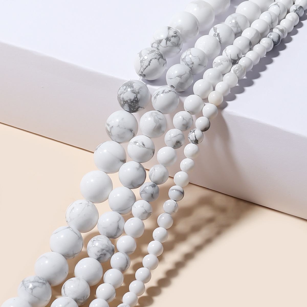 跨境现货 天然白松石散珠 圆珠手链串珠diy饰品配件半成品珠子
