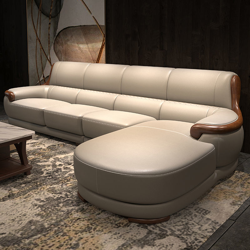 北欧真皮沙发头层牛皮现代简约大小户型左右贵妃实木高档客厅组合
