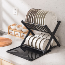 新款X型塑料碗架厨房双层置物架家用碗盘沥水架多功能碗碟收纳架