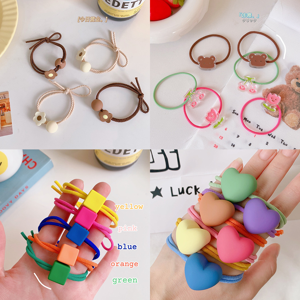 Japanese and Korean Lovely Fancy Candy Color Double Layer Bowknot Hair Ring Flower Hairband Colored Headband Jewelry Hair Accessories