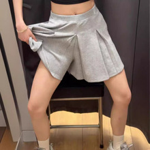 学院风灰色百褶短裙裤女夏季2024新款设计感小众小个子高腰短裤裙