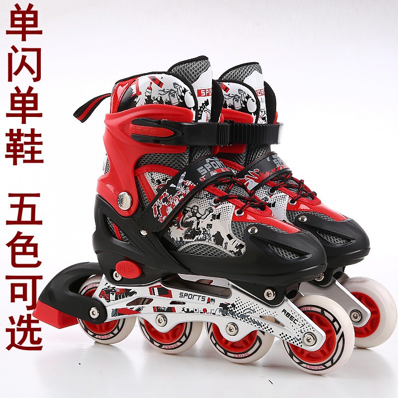 Factory Wholesale the Skating Shoes Children Skates Roller Skates Roller Skates Adult Straight Row Adjustable Single Flash Pumps