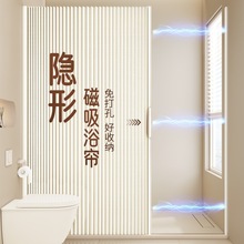 浴室隐形浴帘卫生间淋浴干湿分离隔断挡水拉帘遮挡磁吸防水折叠门