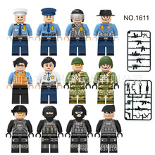 小颗粒人仔1611儿童玩具拼装积木城市警察公仔特警人偶