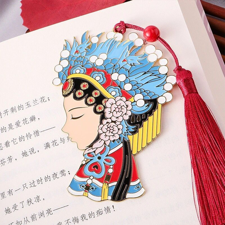 创意戏曲脸谱金属书签中国风卡通文创设计学生教师节礼物来图来样
