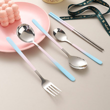 韩式304不锈钢勺子叉子高颜值餐具礼品燕窝小勺学生筷子勺子一套