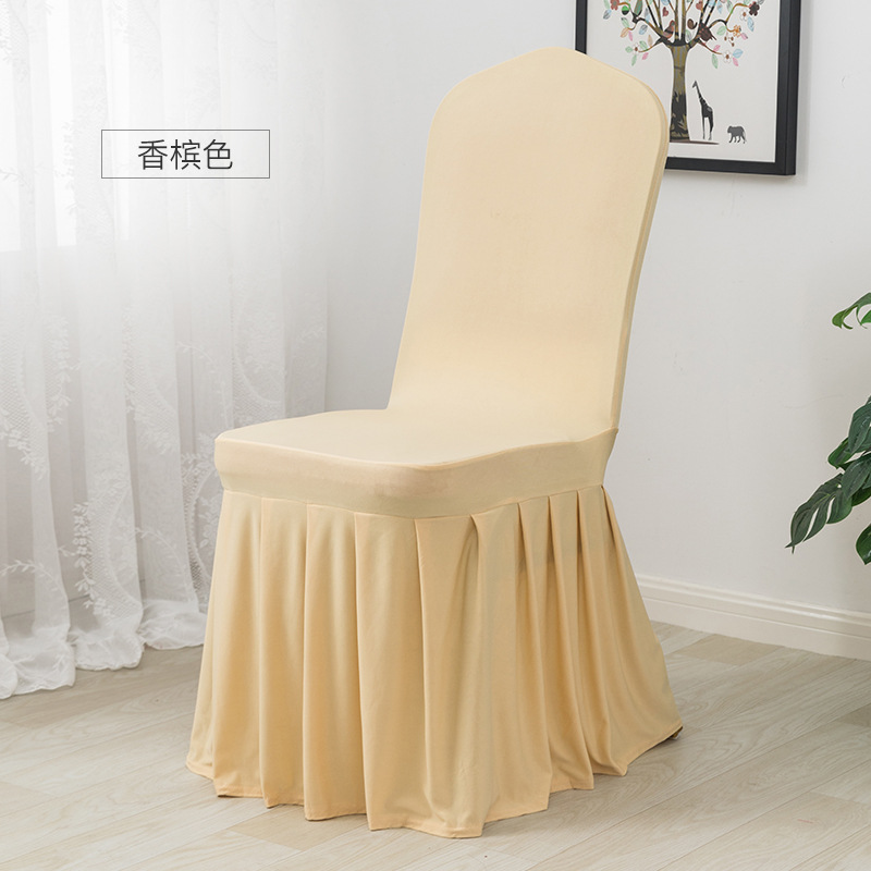 Pleated One-Piece Elastic Chair Cover Hotel Chair Cover Banquet Chair Cover Household Restaurant Seat Cover Cover Factory Wholesale