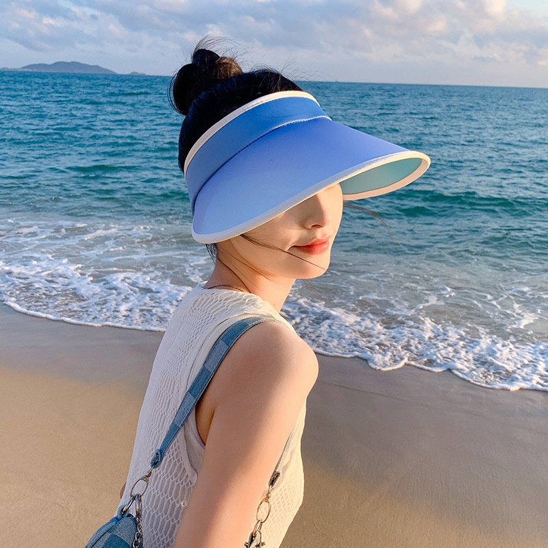 Sun Protection Sun Hat Female Summer Travel Color Gradient Outdoor Topless Hat Foldable Adjustable Women's Hat Wholesale