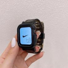 适用于苹果手表带iwatch123456代SE冰川透明一体表带连表壳软透色