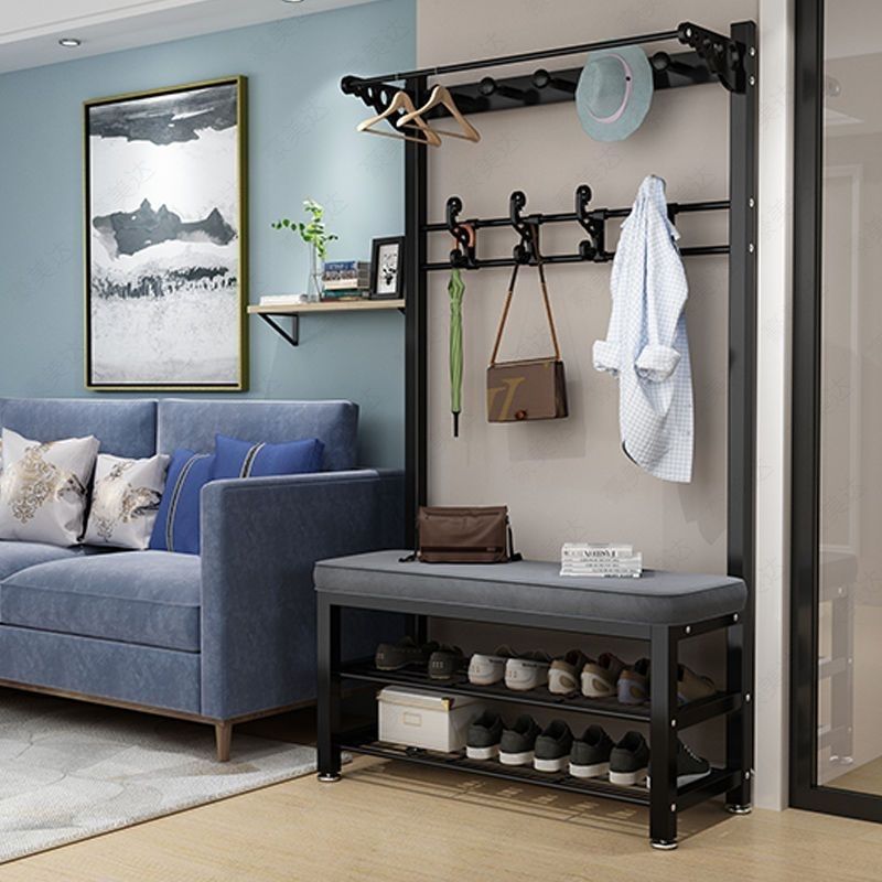 换鞋凳鞋柜家用挂衣架一体进门口玄关多功能可坐收纳软包坐垫鞋架