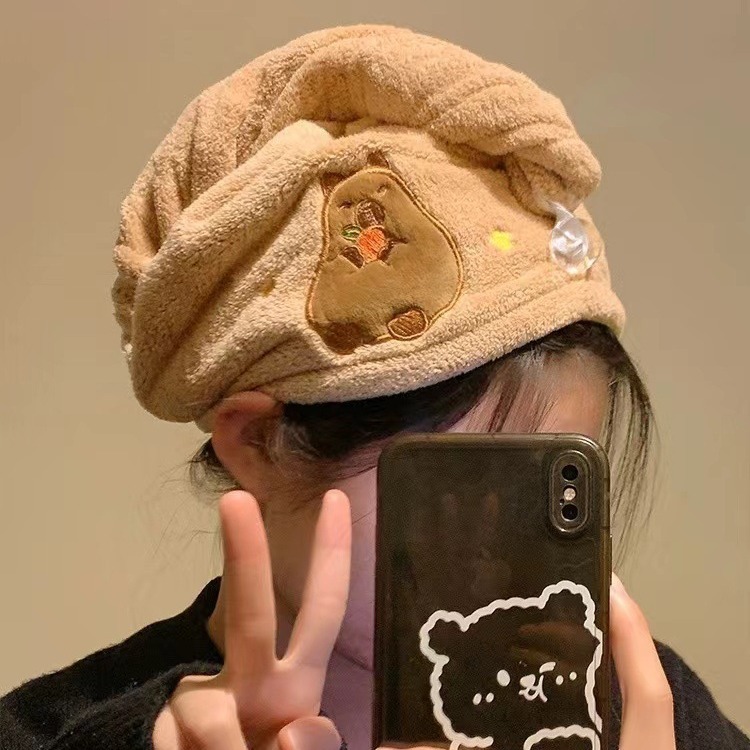 cute capabala hair-drying cap women‘s super absorbent quick dry cleaning kerchief hair towel shower cap cartoon new