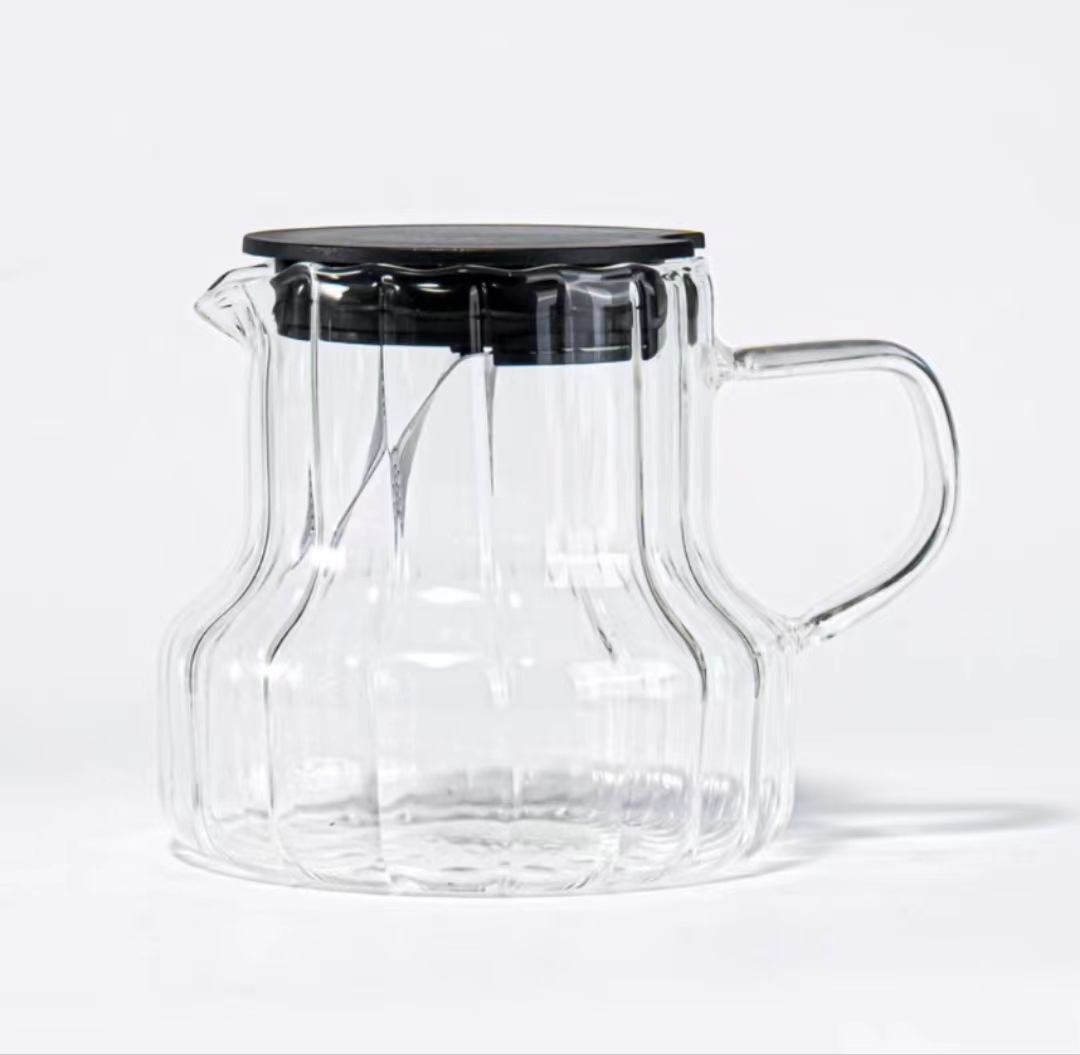 Hand Punch Glass Coffee Maker Set Vertical Pattern Borosilicate Glass Coffeepot Brew Cup Household Coffee Teapot