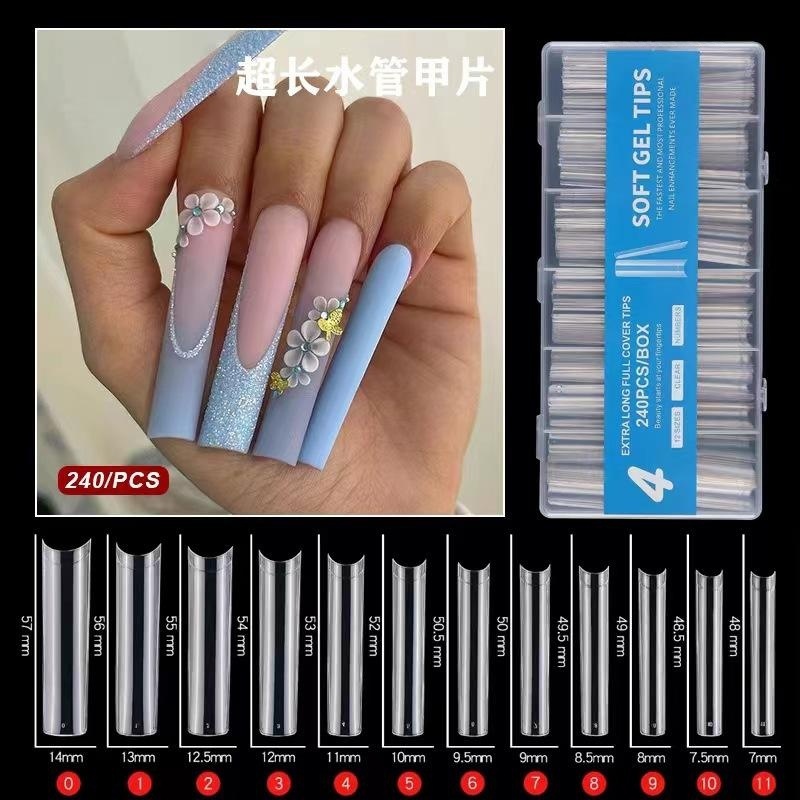 Manicure Nail Piece Super Long Nail Piece 240 Pieces Boxed Ballet Water Drop Denim Full Stick Water Pipe