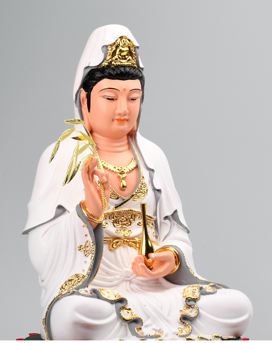 娑婆三圣佛像白衣佛祖观音菩萨地藏王神像释迦牟尼佛像树脂摆件