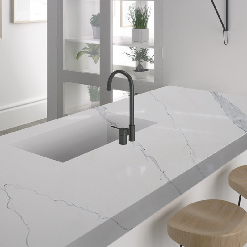 赫峰工厂可定制 价格优势 鱼肚白花纹板大板 石英质玉石厨房台面