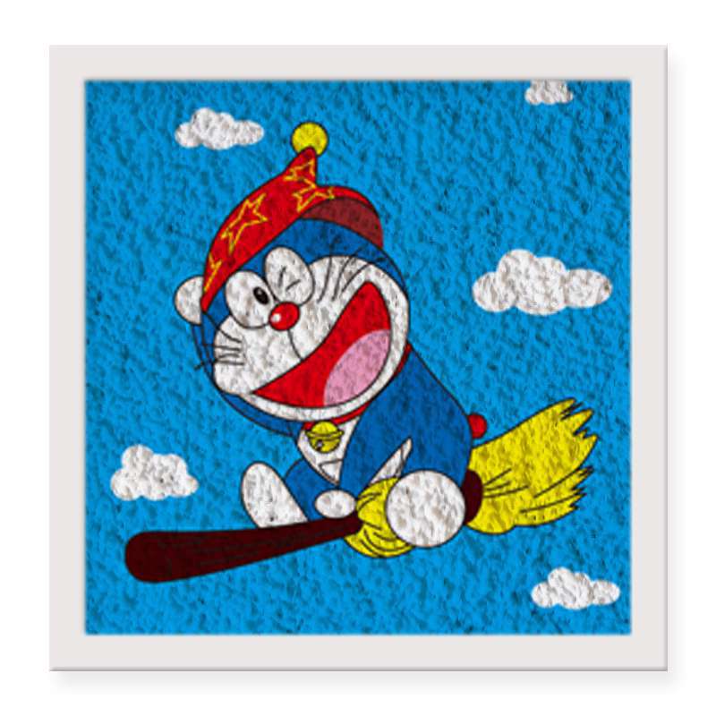 哆啦a梦列系纸浆画手工diy材料包 创意手工制作立体画填色画