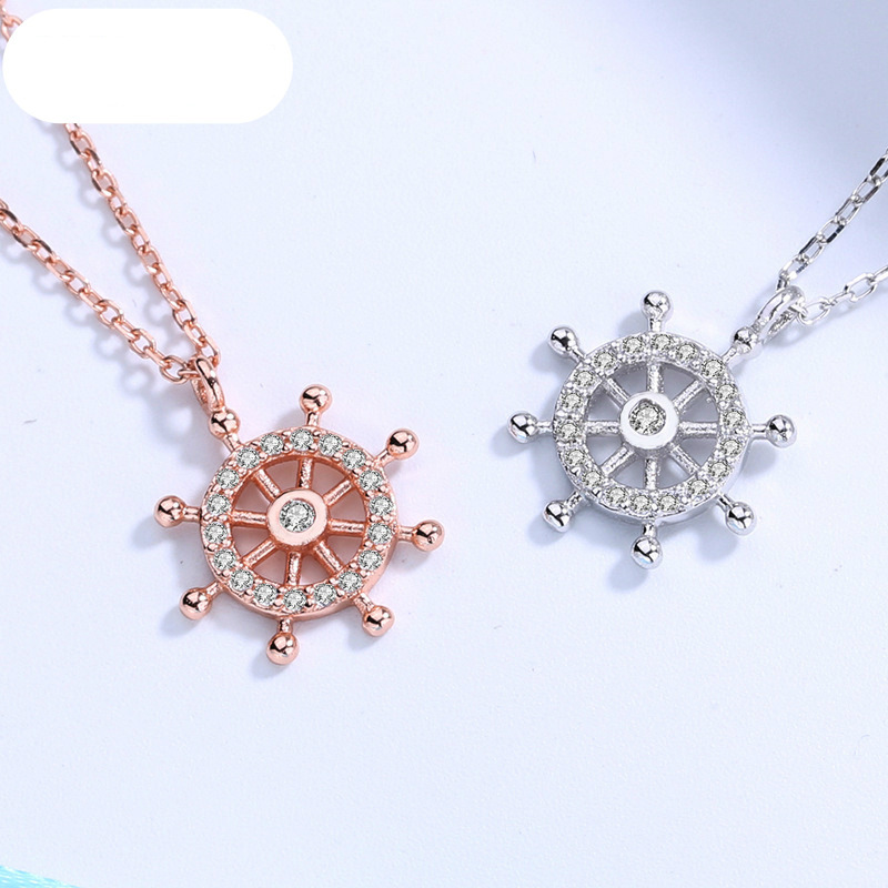 韩版冷淡风复古船舵吊坠项链女小众设计七夕情人节礼物送女友