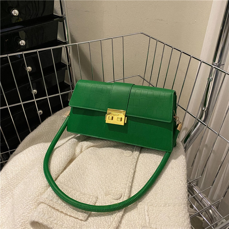 Solid Color Bag Cross-Border Women's Bag Autumn Fashion Small Pig Nose Square Lock Underarm Bag Popular One Shoulder Bag Wholesale