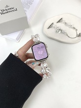 爱心珍珠单双排手链适用于苹果手表带iwatch98765432SE时尚女热销