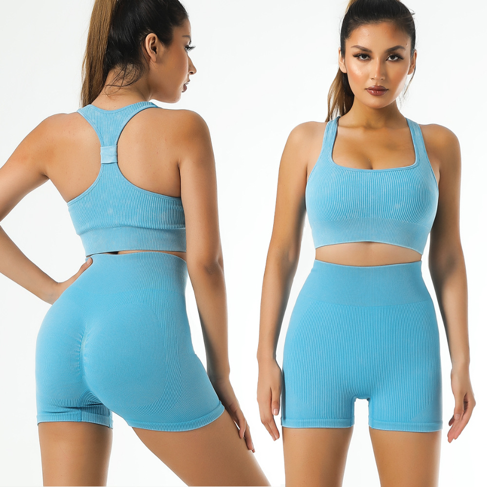 Processing Customized Double-Layer Frosted Seamless Yoga Clothes Sports Suit Yoga Vest Hip Raise High Waist Fitness Yoga Pants