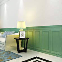 墙纸自粘浪漫法式风复古绿色墙裙护墙板壁纸墨绿色墙围墙贴纸自贴