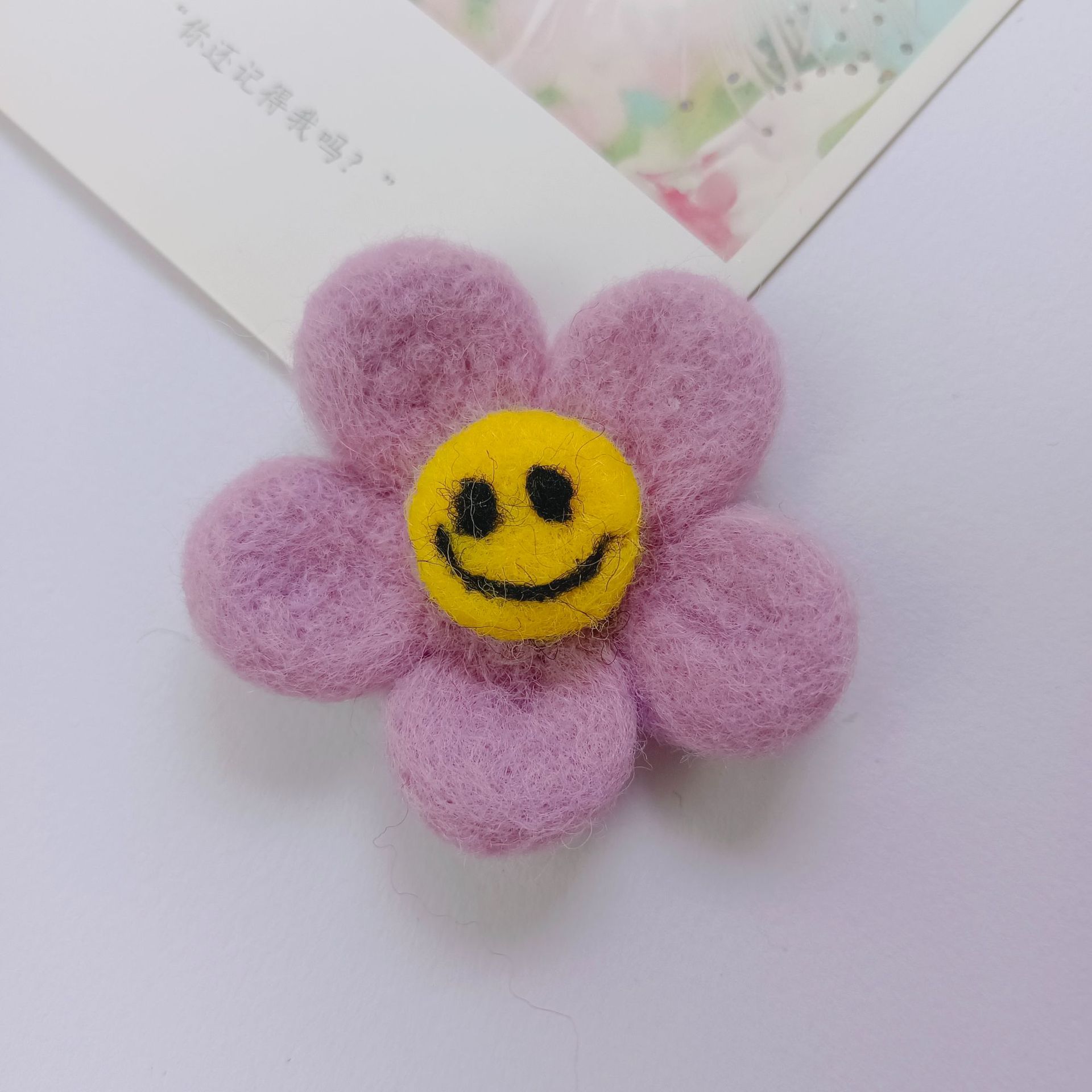 羊毛毡花朵 儿童发夹材料 甜美公主笑脸花头饰辅料 服装搭配笑脸