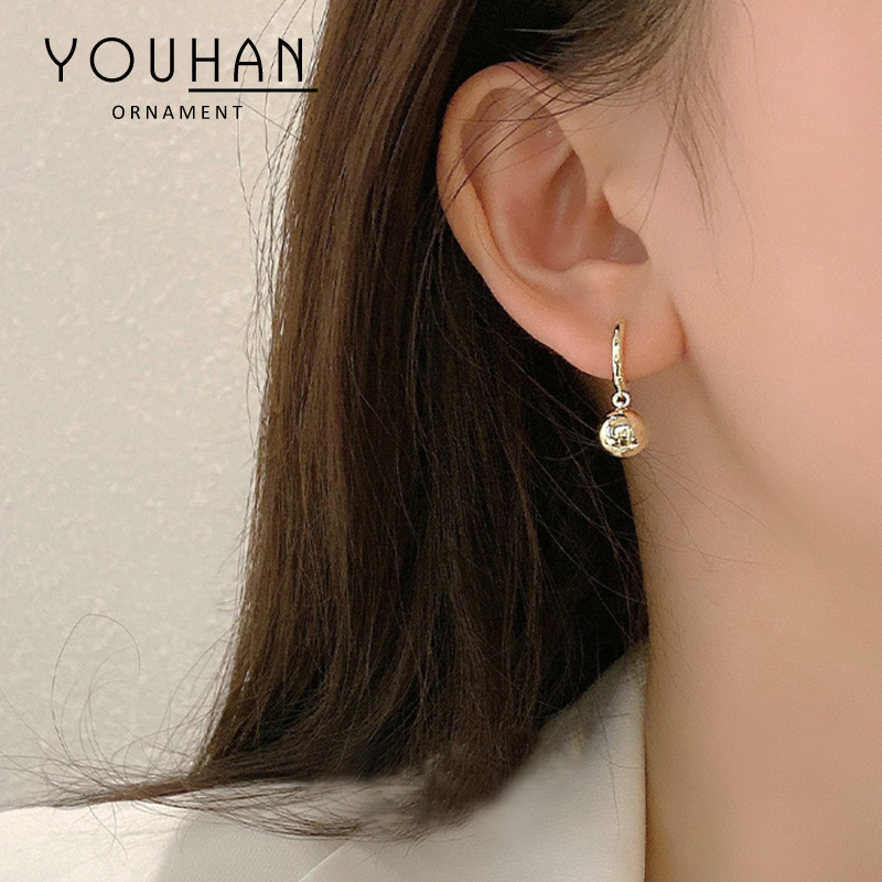 Earrings Women's Summer Golden Ball Ball Eardrops 2023 New Trendy Metal Ear Cuff South Korea Simple Graceful Earring Ornament