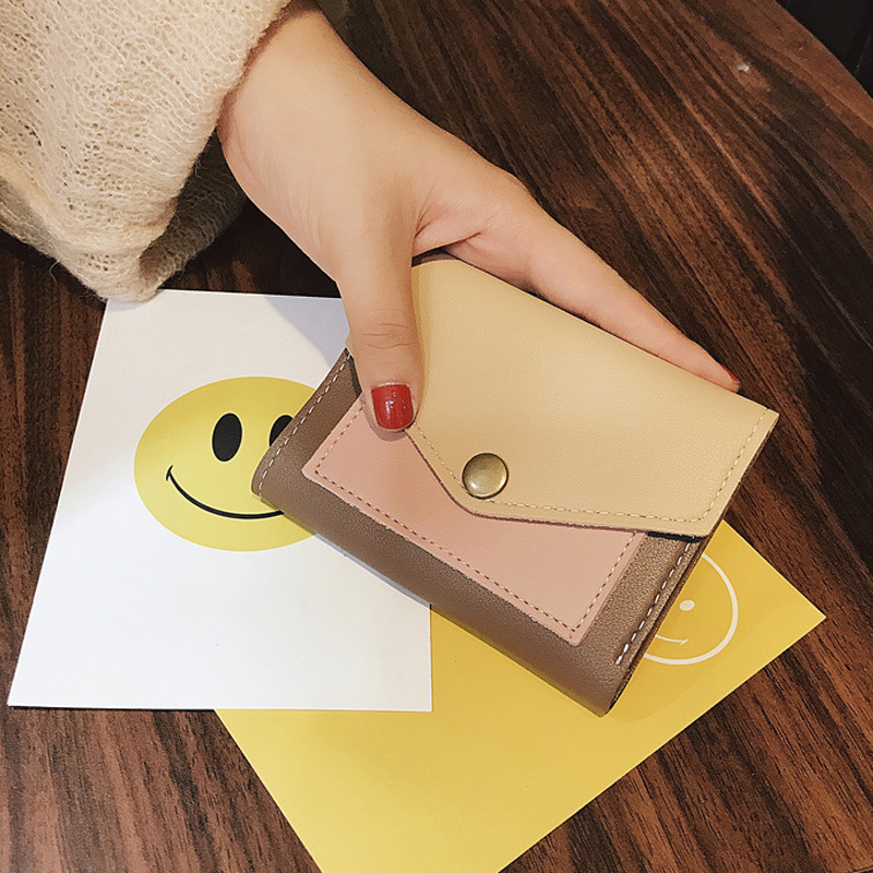 2022 New Korean Fashion Ladies Color Matching Color Contrast Wallet Mini Small Card Holder ID Coin Purse Factory Wholesale