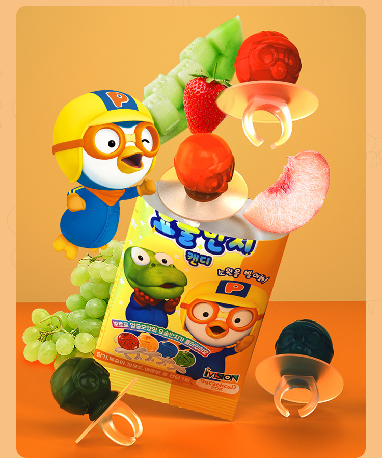 韩国啵乐乐戒指形糖果9g棒棒糖卡通造型果味硬糖休闲零食品糖果