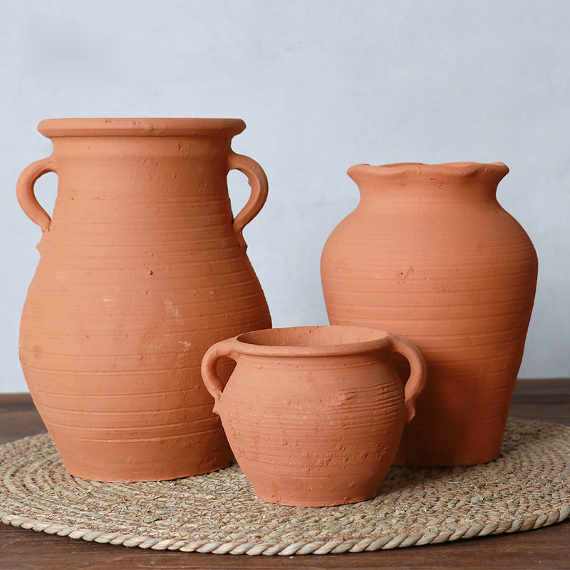 陶罐红陶花盆粗陶花瓶多肉花盆植物绿植透气无釉土陶盆泥瓦罐批发