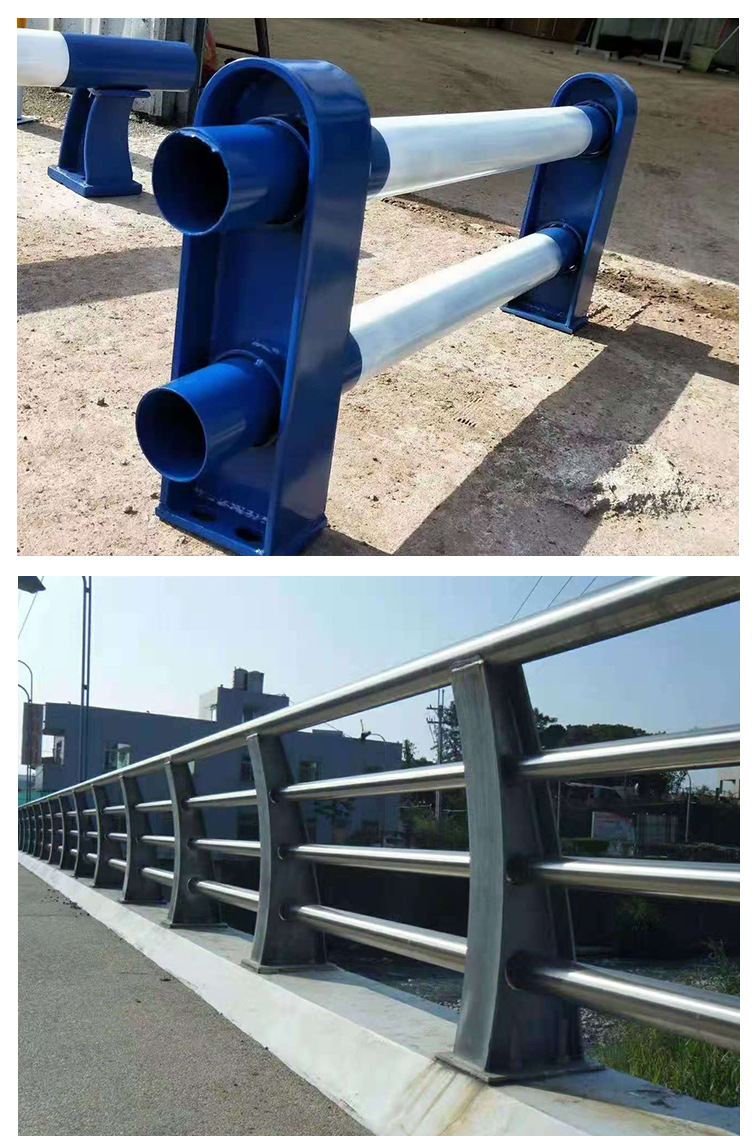 桥梁防撞护栏 喷塑立柱厂家定制 q235河道路 天桥 景观 灯光 栏杆