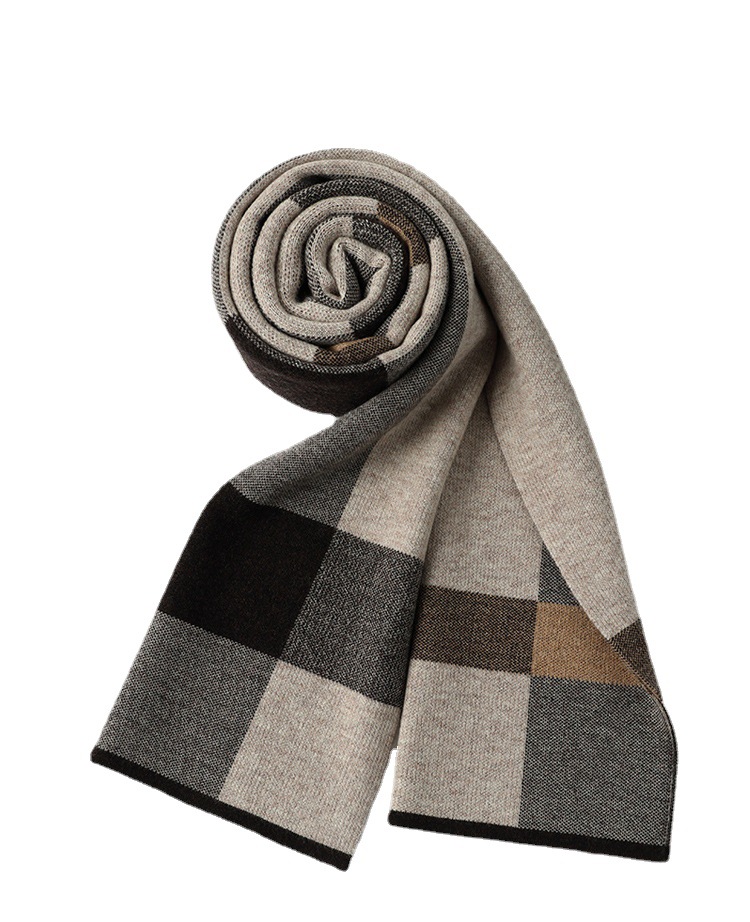 New Knitted Wool Scarf Men's Plaid Scarf Fashion Wear Men's Wool Plaid Scarf Baby Plaid Scarf Men