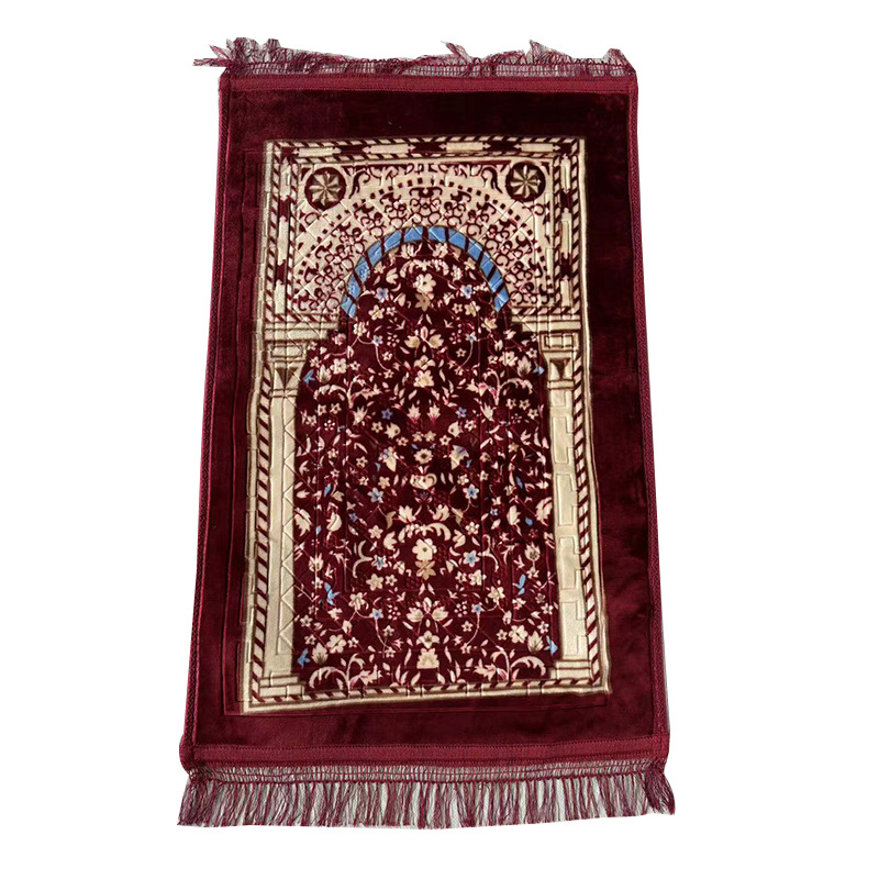 Worship Mat Musilin Qibla Mat Middle East Prayer Mat Cross-Border Warp Knitting Tassel Prayer Mat Turkish Blanket Prayer