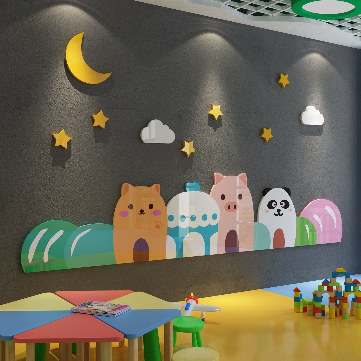 幼儿园环创主题墙面装饰境材料布置文化托管教室培训机构楼梯大厅